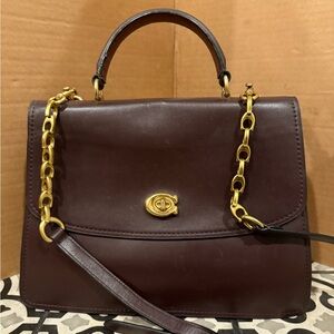 Coach Brass Oxblood Parker Top Handle